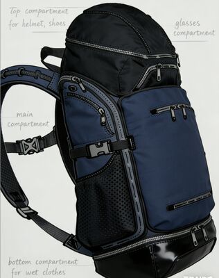 กระเป๋าผ้าโพลีเอสเตอร์กันน้ำสำหรับกีฬากลางแจ้ง พร้อมแถบสะท้อนแสงและ 5 ช่อง สำหรับยิมและการเดินทาง