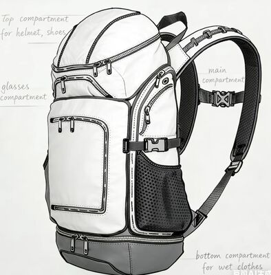 กระเป๋าผ้าโพลีเอสเตอร์กันน้ำสำหรับกีฬากลางแจ้ง พร้อมสีที่กำหนดเองและแผงตาข่ายด้านหลังเพื่อการระบายอากาศ