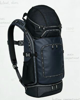 กระเป๋าผ้าโพลีเอสเตอร์กันน้ำสำหรับกีฬากลางแจ้ง พร้อมแถบสะท้อนแสงและ 5 ช่อง สำหรับยิมและการเดินทาง